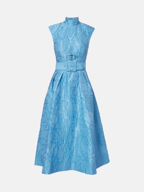REBECCA VALLANCE Aegir belted jacquard midi dress