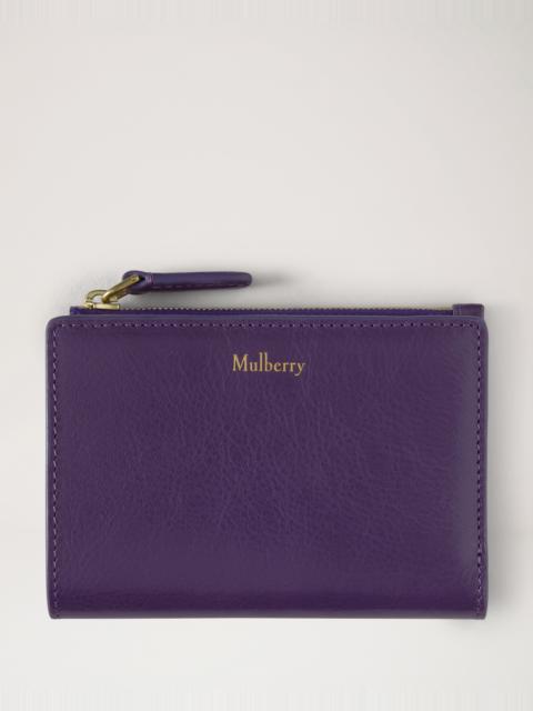Mulberry Continental Bifold Zipped Wallet Amethyst High Shine Leather