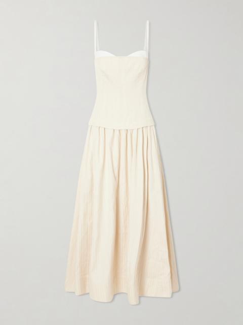 SIMKHAI Quinlin Striped Satin Bustier Midi Dress