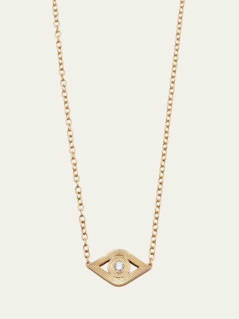 SYDNEY EVAN 14K Gold Chain Fluted Evil Eye Diamond Necklace