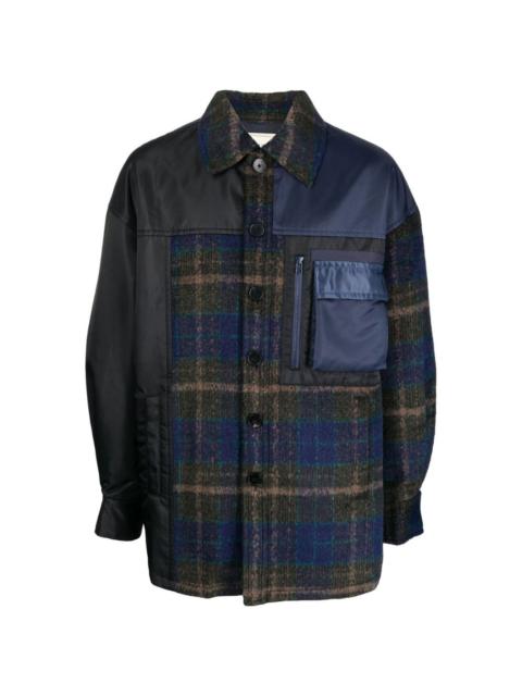 panelled plaid button-up jacket