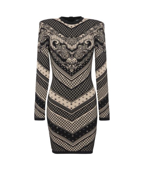 Monogram and paisley knit short dress