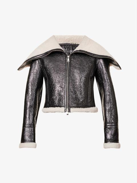 Jean Paul Gaultier Cyber metallic cropped shearling jacket