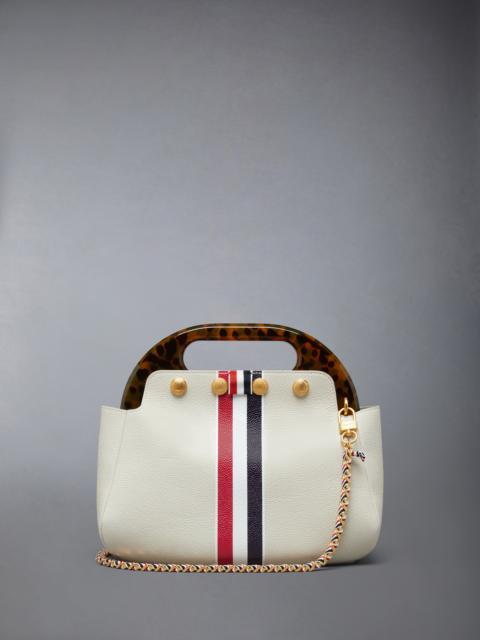 Thom Browne RWB STRIPE MINI TEVIOT BAG IN PEBBLE GRAIN LEATHER