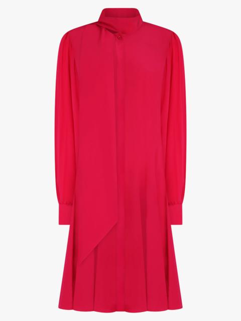 NINA RICCI MIDI CREPE DE CHINE NECK TIE DRESS | FUSCHIA