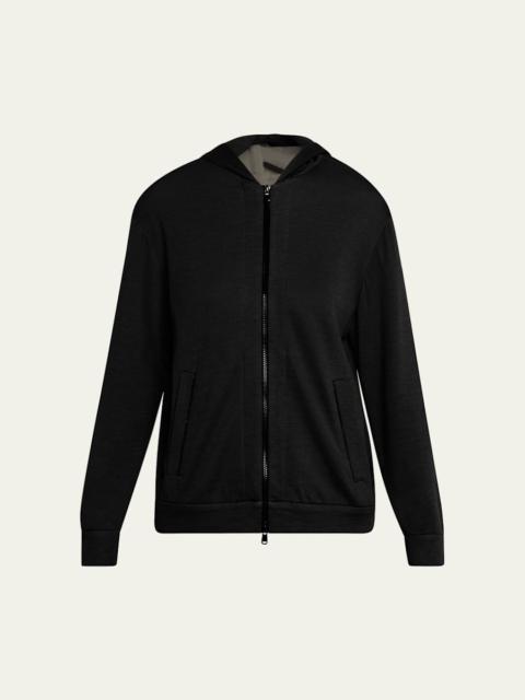 Brunello Cucinelli Monili-Trim Cotton-Silk Felpa Zip Hooded Jacket