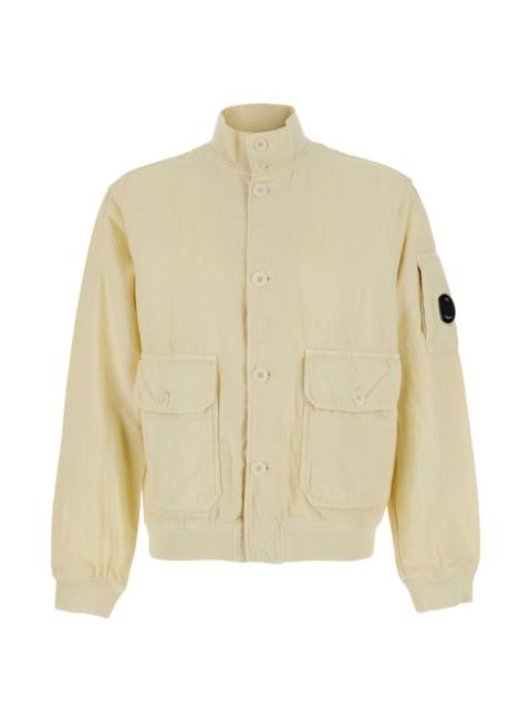 C.P. Company logo-patch single-breasted coat