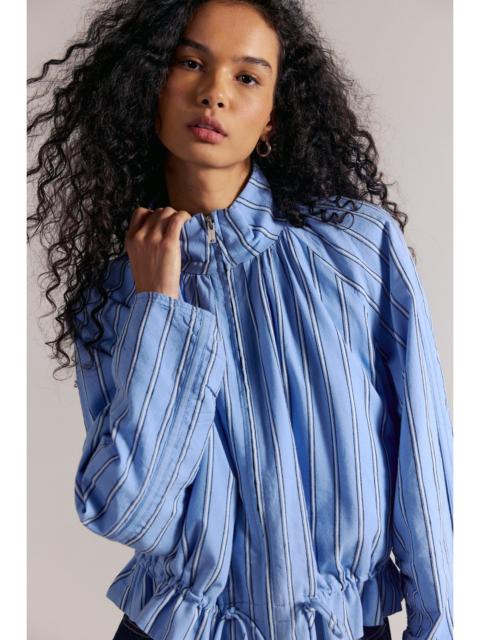 FREE PEOPLE Devon Striped Balloon Funnel-Neck Jacket