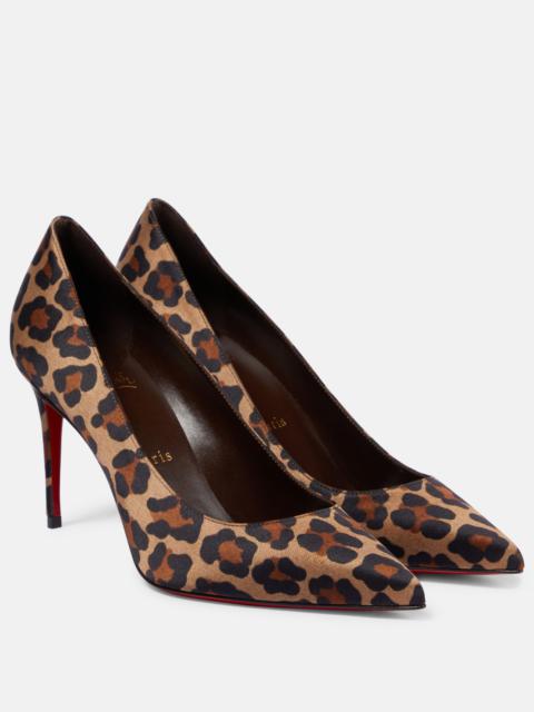 Christian Louboutin Kate 85 leopard-print satin pumps