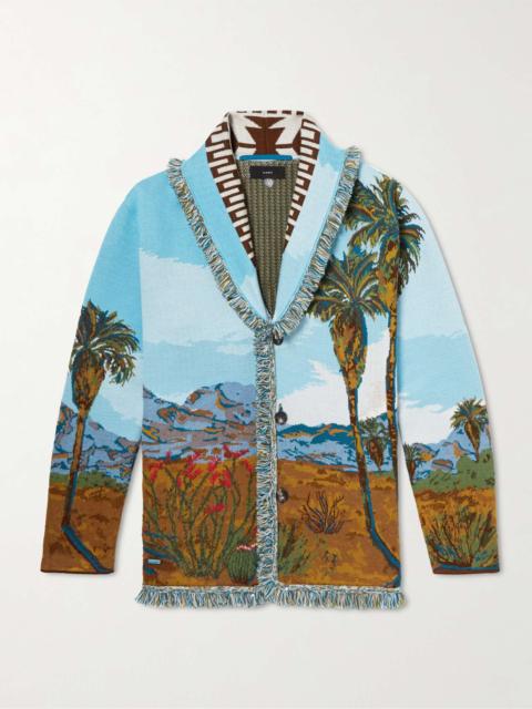Fringed Cotton, Wool and Silk-Blend Jacquard Cardigan