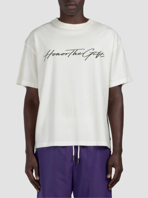 HONOR THE GIFT Men's Script Cotton Crewneck T-Shirt - Bone