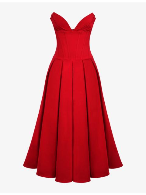House of CB Lady plunge-neck stretch-cotton midi dress