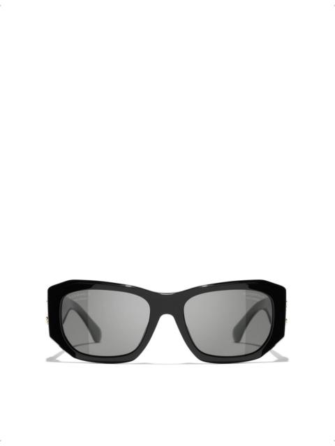 CHANEL CH5554 Rectangle-Frame Acetate Sunglasses