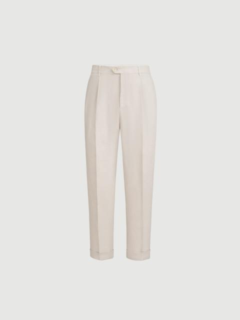 Brunello Cucinelli Garment-dyed trousers in linen gabardine with pleat