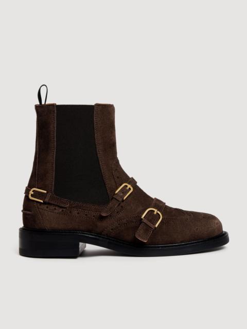 Sandro BUCKLE SUEDE CHELSEA BOOTS