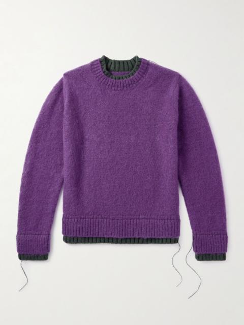 sacai Two-Tone Mohair-Blend Sweater Purple