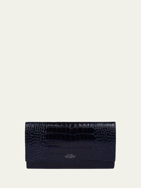 Smythson Marshall Mara Croc-Embossed Leather Travel Wallet