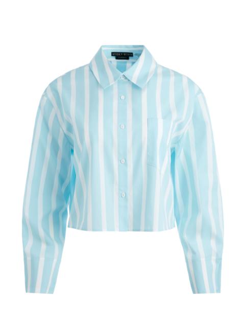 Alice + Olivia FINELY CROPPED OVERSIZED BUTTON DOWN SHIRT