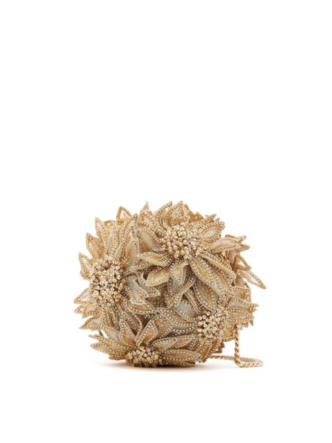 Oscar de la Renta SUNFLOWER CRYSTAL EMBROIDERED BILLIARD BAG