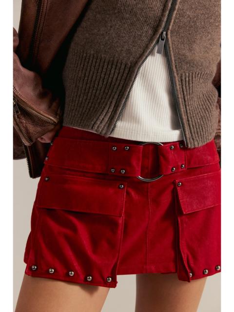 FREE PEOPLE We The Free Micro Mini Suede Cargo Skort