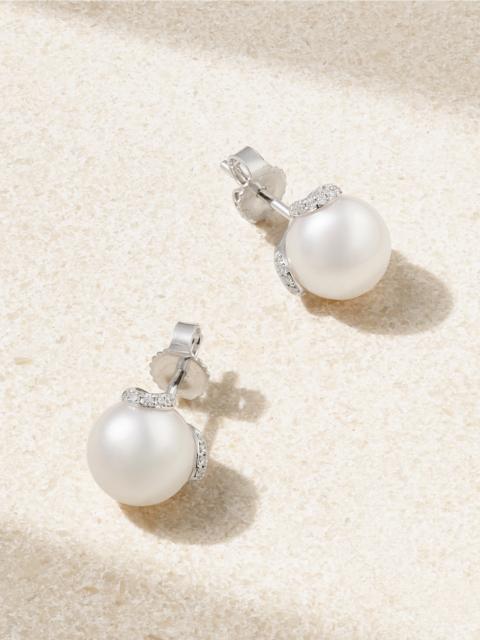 MIKIMOTO 18-karat White Gold, Pearl And Diamond Earrings