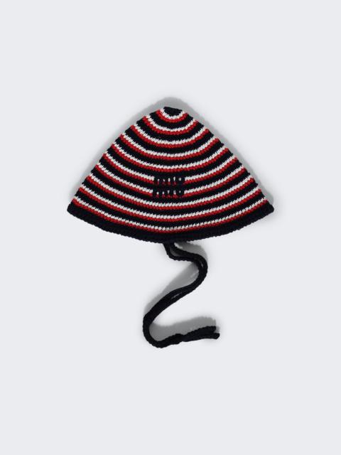 Miu Miu Crochet Hat Navy And Red