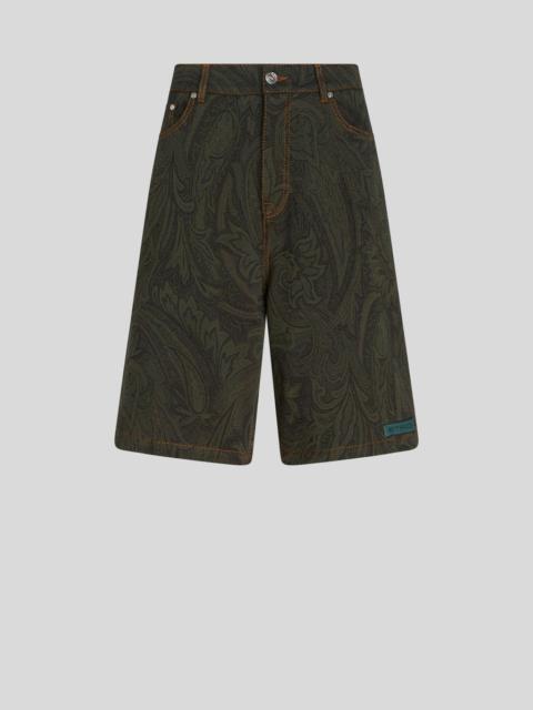 PAISLEY COTTON-BLEND JACQUARD BERMUDA SHORTS