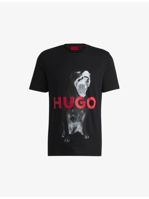 HUGO Graphic-print relaxed-fit cotton T-shirt