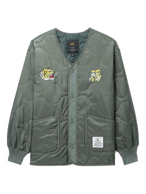 ALPHA INDUSTRIES tiger-embroidered quilted jacket