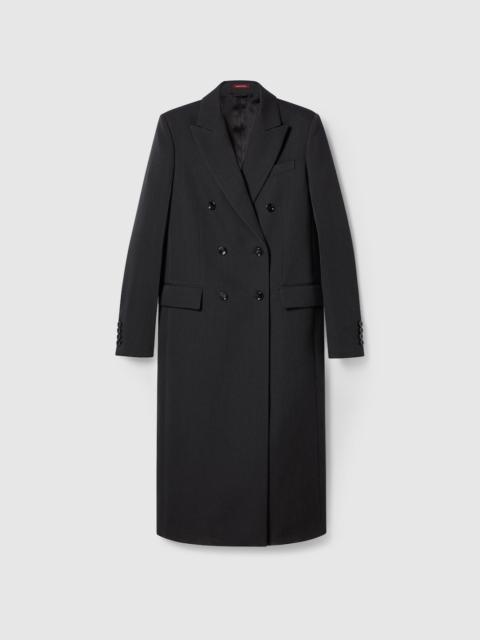 Double-breasted long wool coat