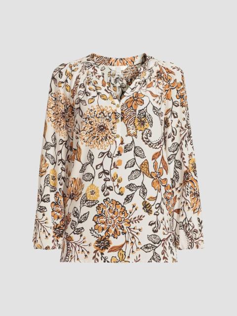 Lilly Pulitzer Women's Elsa Silk Floral Blouse - Coconut Take Meowt