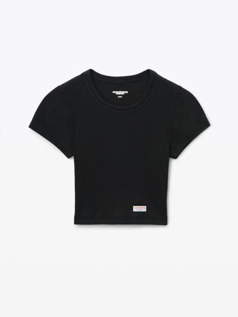 Alexander Wang Cropped Short-Sleeve Tee in Ribbed Cotton Jersey