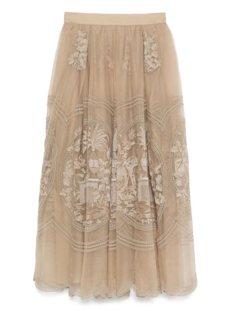 ELIE SAAB embroidered organza midi skirt