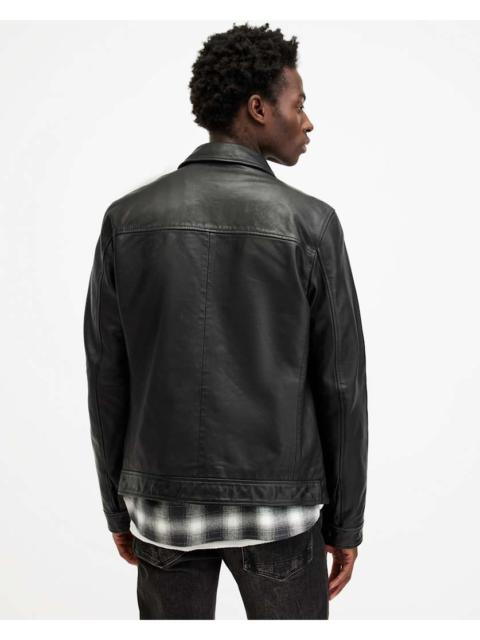 ALLSAINTS LUCK SLIM FRONT ZIP UP LEATHER JACKET