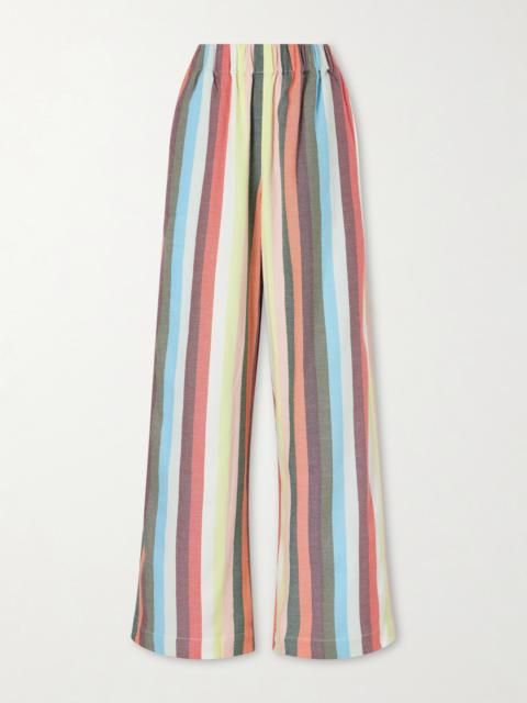 MARRAKSHI LIFE The Palazzo Striped Cotton Wide-leg Pants