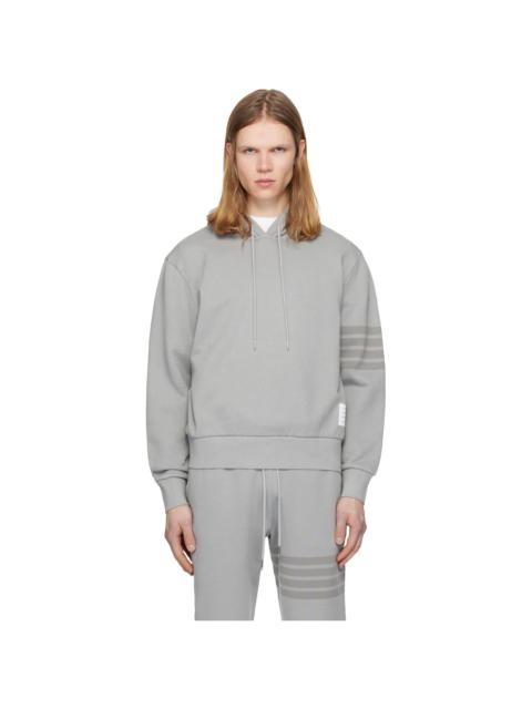 Thom Browne Gray Solid Loopback Overdyed 4-Bar Hoodie