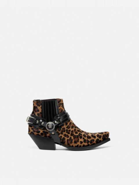 VERSACE Leopard Texano Ankle Boots 50 mm REVERSIBLE