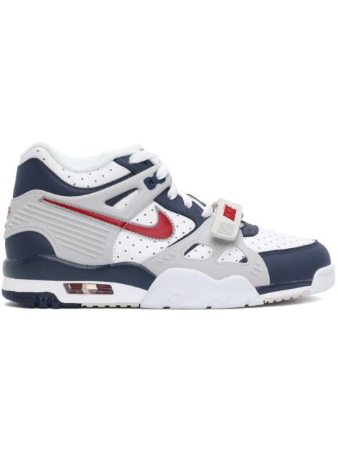 White & Navy Air Trainer 3 Sneakers