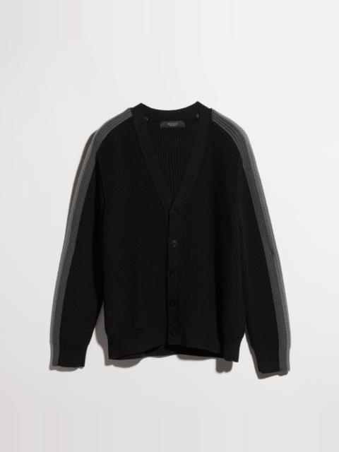GUCCI Rib wool cardigan with muted Web