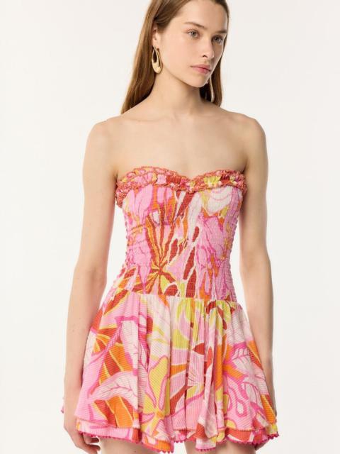 Poupette St Barth Bandeau Dress Cory - Pink Macro Lilium