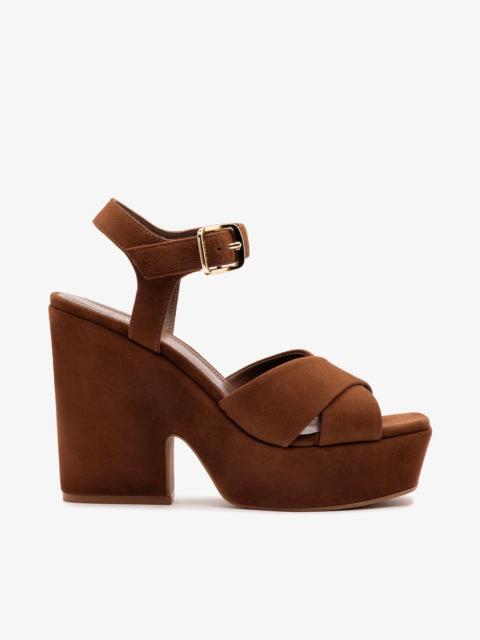 Larroudé Cher Sandal In Burnt Umber Leather