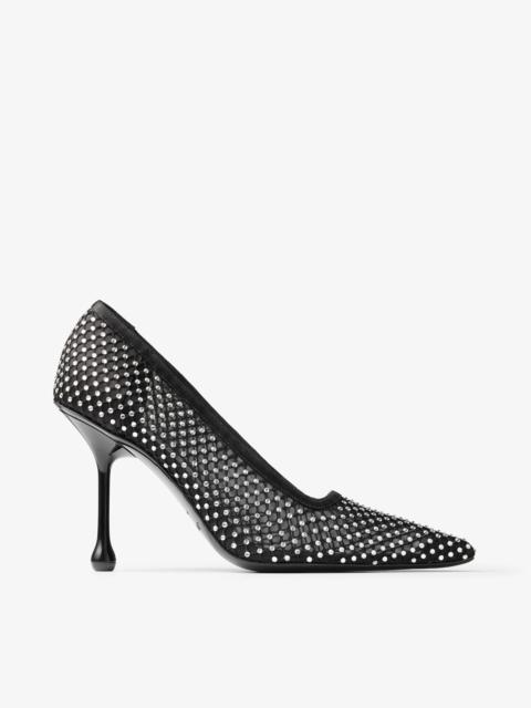 Ixia 95
Black Satin Crystal Mesh Pumps