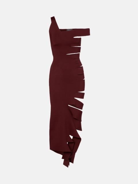 MUGLER Asymmetric cut-out midi dress