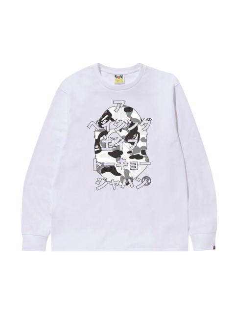 A BATHING APE® BAPE ABC Camo Japanese Letters Long-Sleeve Tee 'White/Grey'