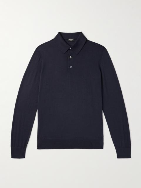 ZEGNA Cashmere and Silk-Blend Piqué Polo Shirt