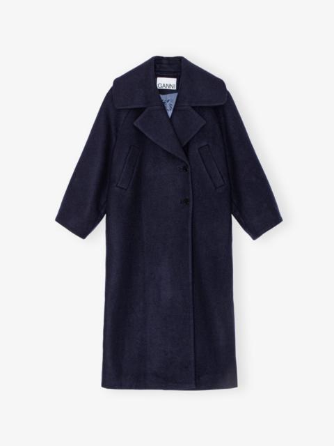 GANNI DARK BLUE WOOL COAT