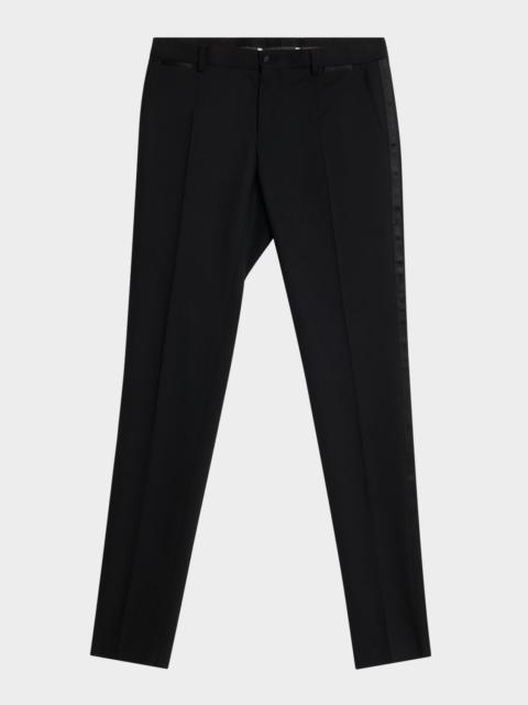 Dolce & Gabbana Men's Wool Silk-Trim Flat Front Trousers
