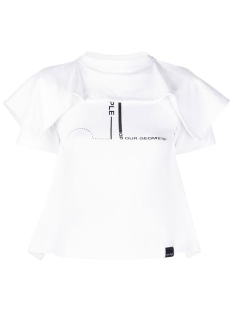 courrèges ruffled layer slogan T-shirt