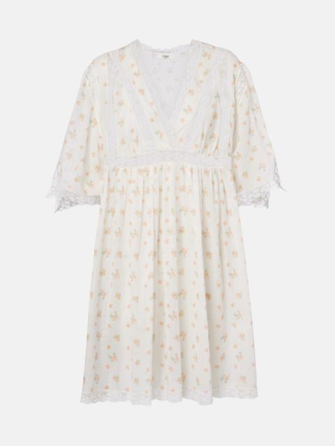 Chloé Floral cotton voile minidress
