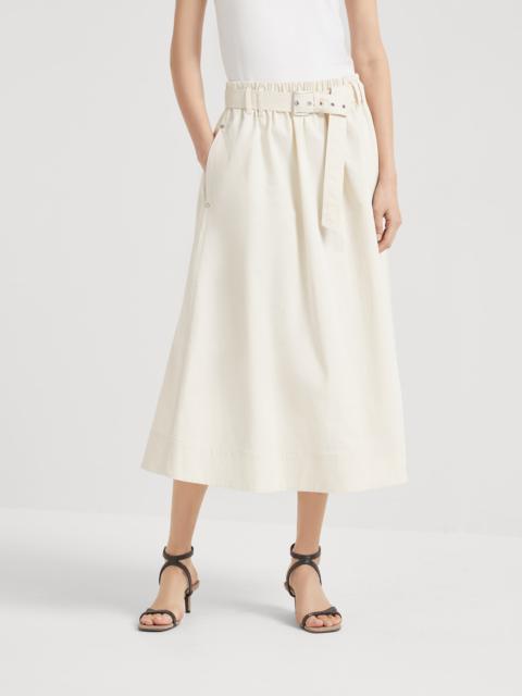Brunello Cucinelli Stretch cotton gabardine belted circle skirt